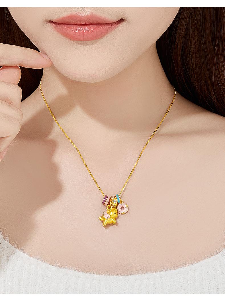 老鳳祥 墜鏈皆925銀琺瑯 甜夢獨角獸項鍊新年首飾
